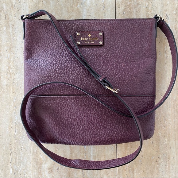 KATE SPADE Purse Bay Street Cora Slim Crossbody Bag Pebbled Leather Mulled Wine - Picture 3 of 6